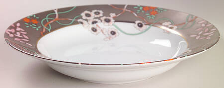 Fleurs Platinees Large Rim Soup Bowl