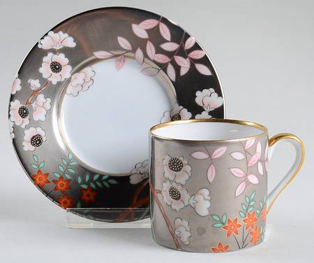 Fleurs Platinees Flat Demitasse Cup & Saucer Set