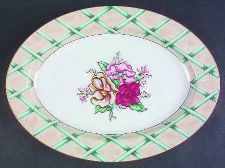 Floral Treillage 14" Oval Serving Platter