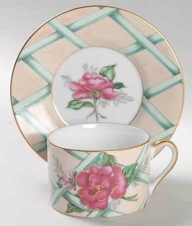 Floral Treillage Flat Cup & Saucer Set