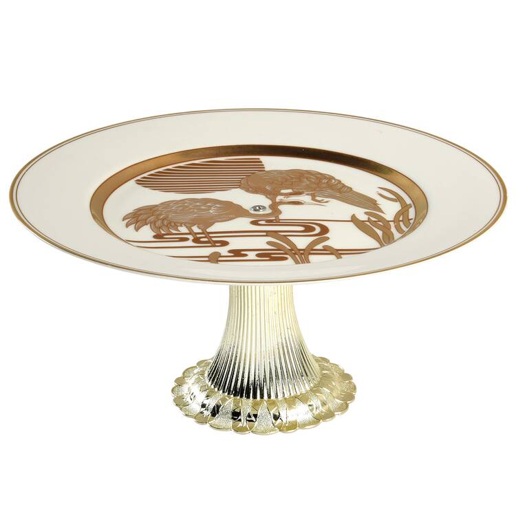 Golden Heron Cake Stand with 4"-5" Metal Pedestal  Hc