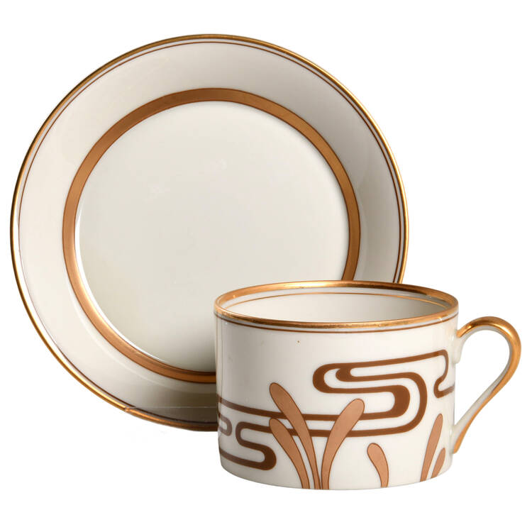 Golden Heron Flat Cup & Saucer Set by Fitz & Floyd