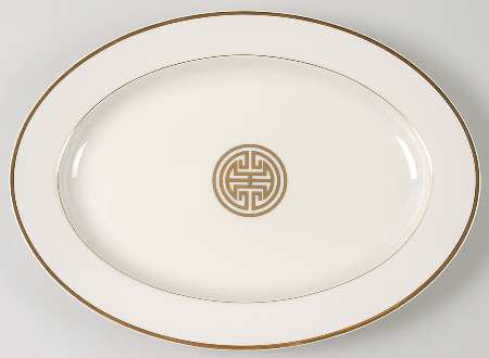 Gold Mandarin Crest 14" Oval Serving Platter