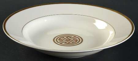 Gold Mandarin Crest Large Rim Soup Bowl