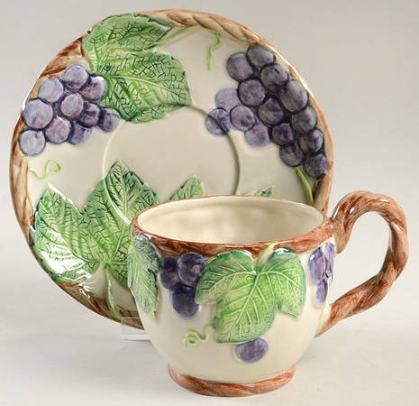 Grape Arbor Footed Cup & Saucer Set