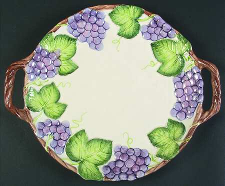 Grape Arbor Handled Chop Plate (Round Platter)