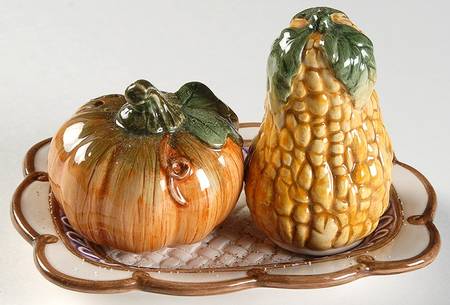 Harvest Time (3 Pc) Salt & Pepper Tray Set