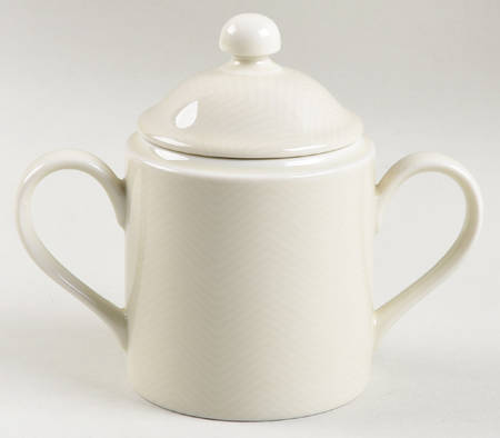 Herringbone (Fawn Brown on Buff) Sugar Bowl & Lid