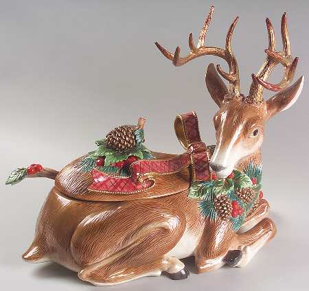 Holiday Pine Figural Tureen & Lid with Ladle
