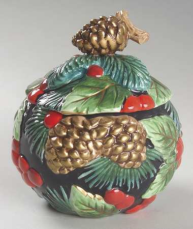 Holiday Pine Sculpted Sugar Bowl & Lid