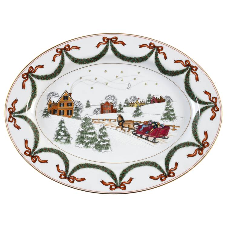 Holiday Splendor 14" Oval Serving Platter