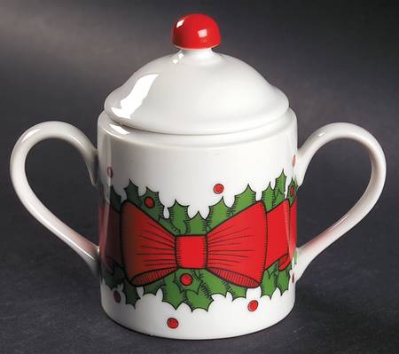 Holly Wreath Sugar Bowl & Lid
