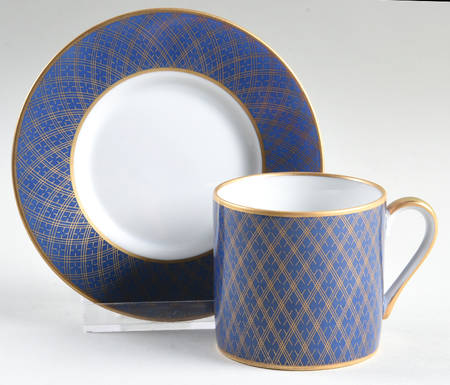 Imperial Dynasty Blue Flat Demitasse Cup & Saucer Set