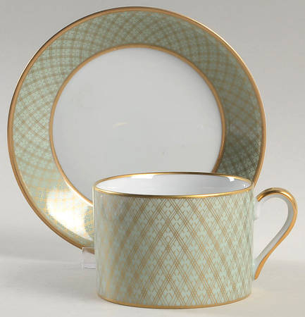 Imperial Dynasty Mint Green Flat Cup & Saucer Set