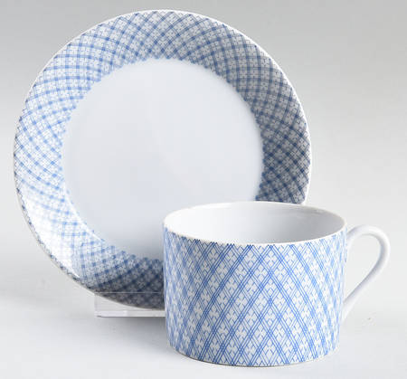 Japonaise Blue Flat Cup & Saucer Set