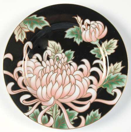Kiku (Black Background) by Fitz &amp; Floyd