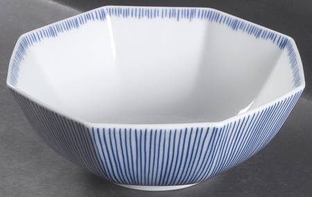 Les Bands Blue 9" Octagonal Vegetable Bowl