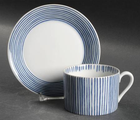 Les Bands Blue Flat Cup & Saucer Set