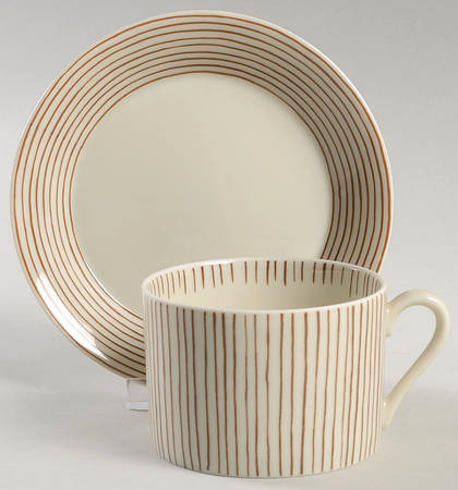 Les Bands Brown Flat Cup & Saucer Set