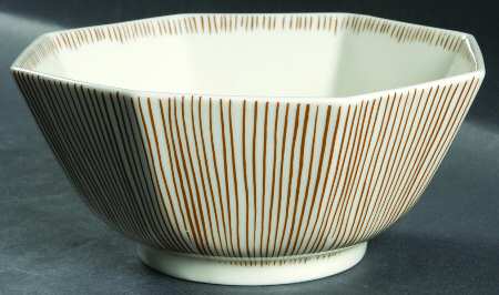 Les Bands Brown 6" Octagonal Vegetable Bowl