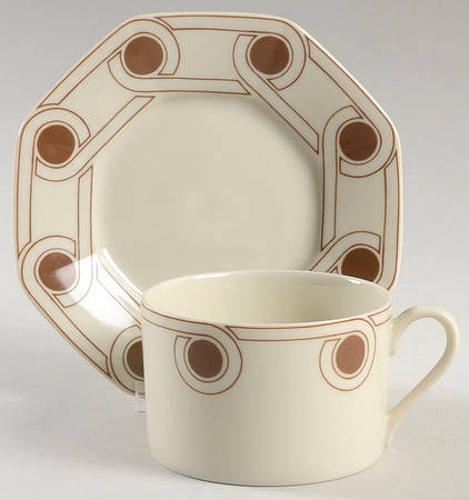 Le Continentale Brown Flat Cup & Saucer Set