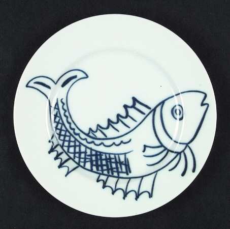 Les Fish Blue Salad Plate
