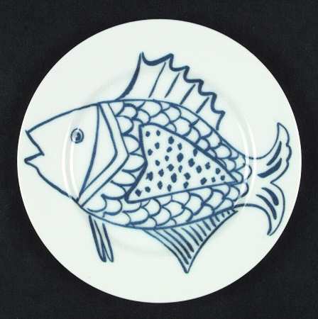 Les Fish Blue Salad Plate