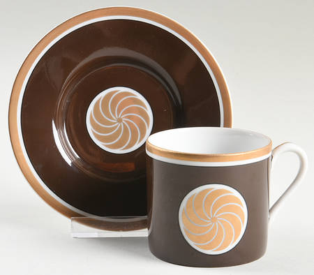 Medaillon D'Or Dark Brown Flat Demitasse Cup & Saucer Set