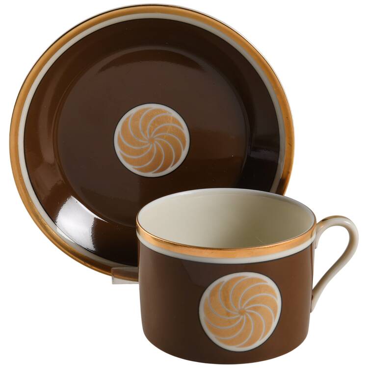 Medaillon D'Or Dark Brown Flat Cup & Saucer Set