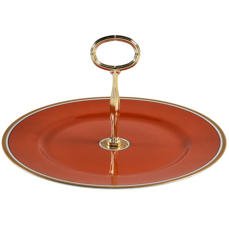 Medaillon d'Or Orange (Terra Cotta) Round Serving Plate with Center Handle (Dp) Hc