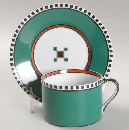 Mezzo Teal Green Flat Cup & Saucer Set