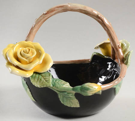 Midnight Rose (Yellow Rose) 6" Handled Basket