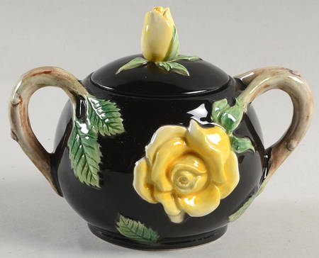 Midnight Rose (Yellow Rose) Sugar Bowl & Lid