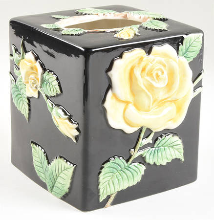 Midnight Rose (Yellow Rose) Square Tissue Box Cover