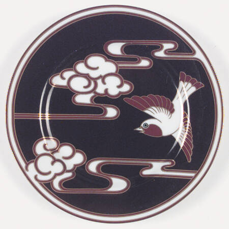 Mouchet d'Or (Red and Gold Bird on Black) Salad Plate