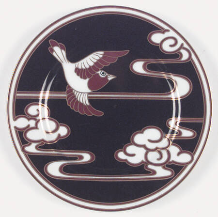 Mouchet d'Or (Red and Gold Bird on Black) by Fitz &amp; Floyd