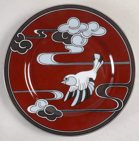 Mouchet d'Argent (Gray and White Bird on Cinnamon) Salad Plate