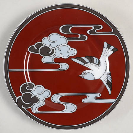 Mouchet d'Argent (Gray and White Bird on Cinnamon) Salad Plate