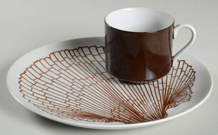 Monotone Shell Brown Snack Plate & Cup Set