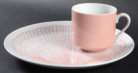 Monotone Shell Peach Snack Plate & Cup Set