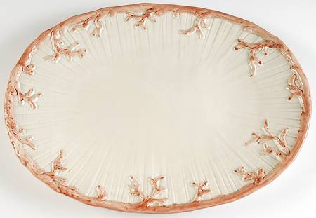 Oceana (Pink Coral Edge) 18" Oval Serving Platter