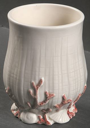 Oceana (Pink Coral Edge) China Bathroom Tumbler