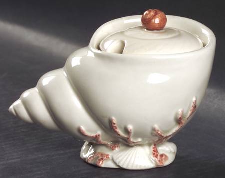Oceana (Pink Coral Edge) Sugar Bowl & Lid