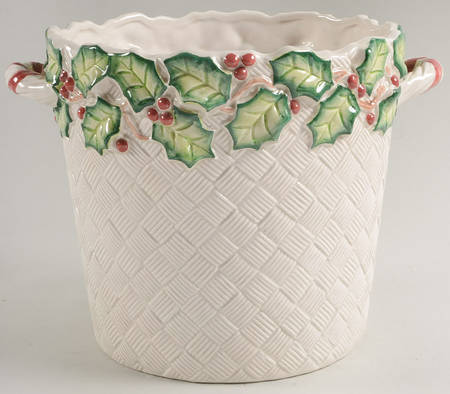 Old World Christmas Holly Handled Cachepot