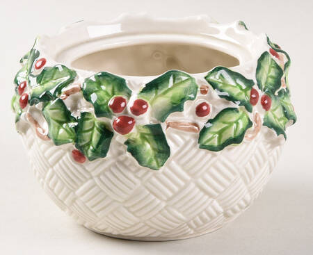 Old World Christmas Holly Sugar Bowl No Lid