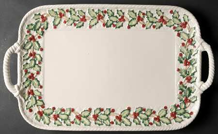 Old World Christmas Holly 20" Handled Tray