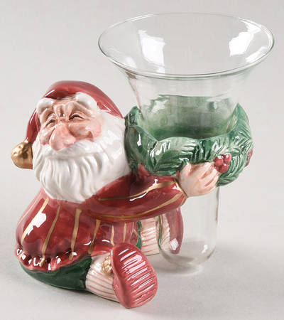 Old World Elf Bud Vase Holder with Glass Vase by Fitz & Floyd