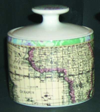 Old World Maps Sugar Bowl & Lid