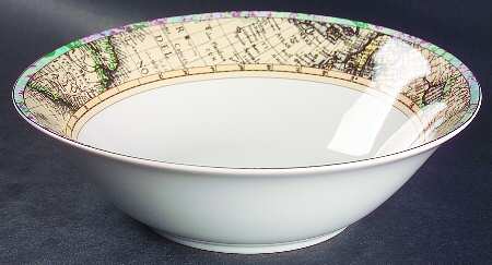 Old World Maps 9" Round Vegetable Bowl