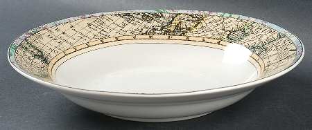 Old World Maps Large Rim Soup Bowl